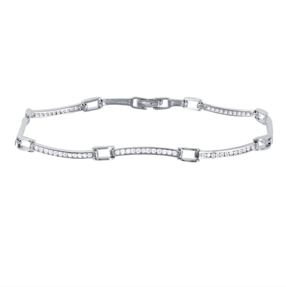 Sterling Silver Wavy Design CZ Stones Tennis Bracelet - Picture 1 of 1